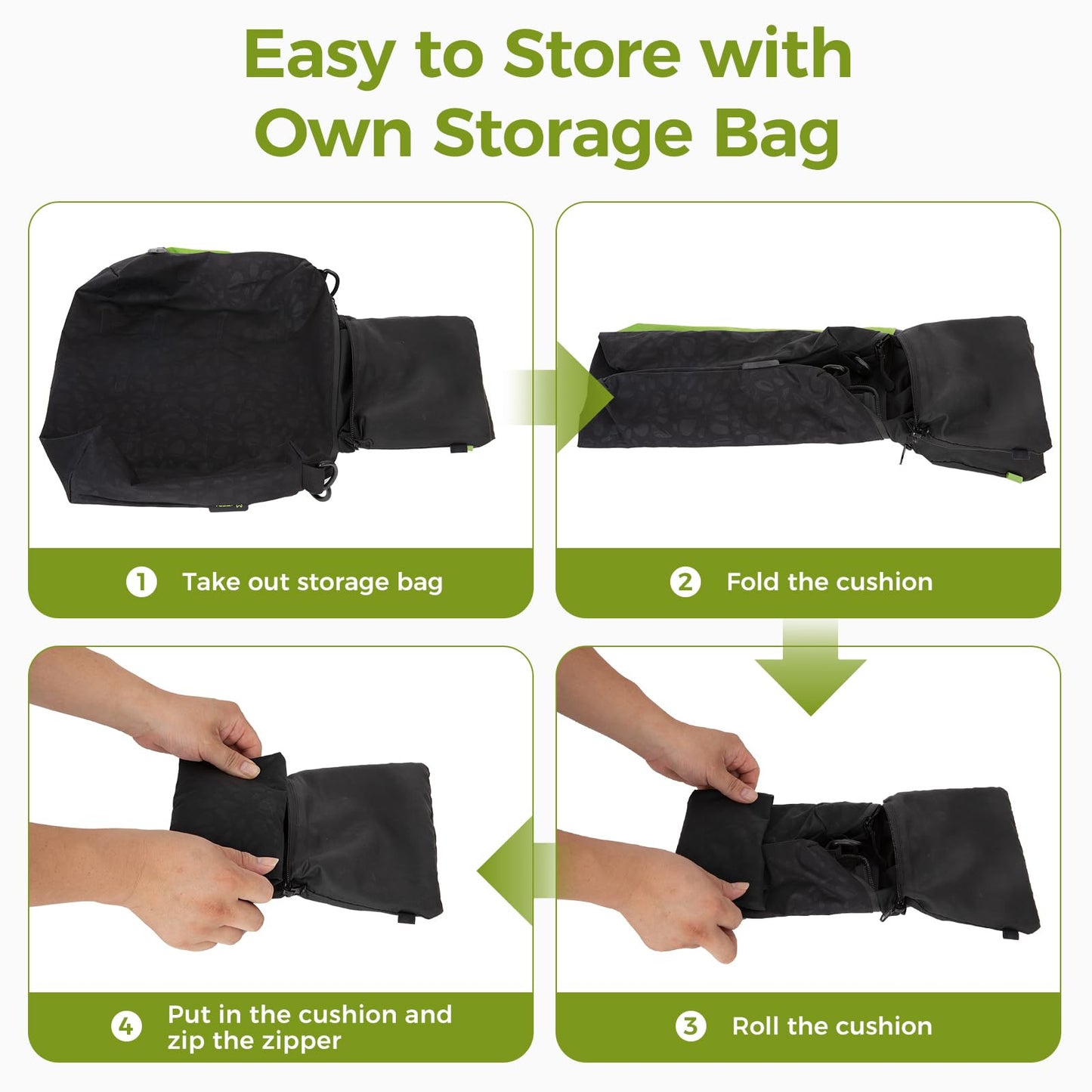 ATEPA 4-in-1 Travel Cushion, Ultralight Portable Inflatable Pillow Seat Cushion Neck & Back Support Travel Bag with Zippered Protection & Convertible Strap for Airplane Camping Backpacking, Black