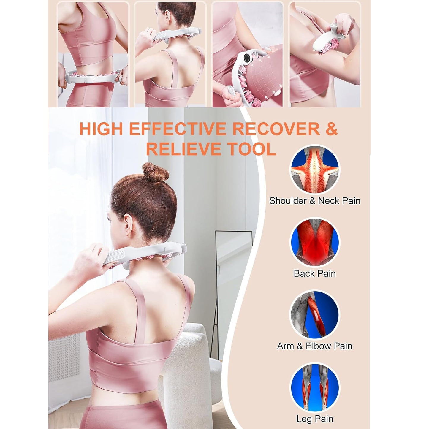 CAILENIFDC Anti Cellulite Massager Roller Lymphatic Drainage Tool Fascia Massage Tool for Thigh, Leg, Waist Fascia Blaster for Contoured & Smoother Skin Body Sculpting, Deep Tissue Pain Relief