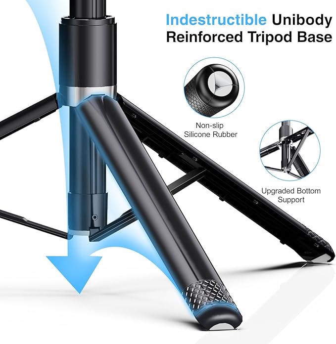 80" Extra Tall Tripod for iPhone with Remote, 360° Rotating All-in-1 Extendable Selfie Stick for iPhone, Phone Tripod Stand for Video Recording, Compatible with Android, Camera, GoPro