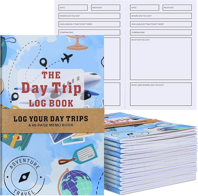 Jetec 12 Pcs Compact Travel Notebooks and Journals Vacation Road Trip Planner Organizer Travel Petite Planner Daily Diary for Adults Youth with Unique Prompts to Capture Vacation Memories