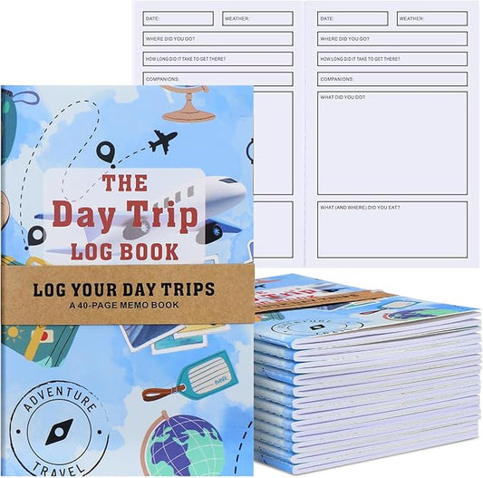Jetec 12 Pcs Compact Travel Notebooks and Journals Vacation Road Trip Planner Organizer Travel Petite Planner Daily Diary for Adults Youth with Unique Prompts to Capture Vacation Memories