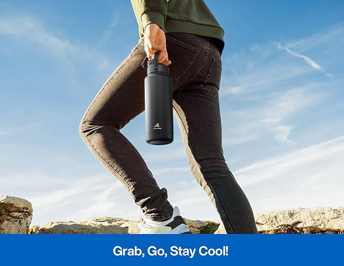 40 oz Insulated Water Bottle with 2-in-1 Straw and Spout Lid, Keep Cold 24H, Leak-Proof, BPA-Free, Double Wall Stainless Steel Water Bottle for Sports, Gym, Travel, and School (Pacific Ocean)