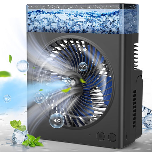 JINLICTE Portable Misting Fan, 16000mAh 8-Inch Rechargeable Water Cooling Mist Fan with 600mL Water Tank, Quiet USB Battery Powered, Perfect Cooling for Camping Home Outside Office