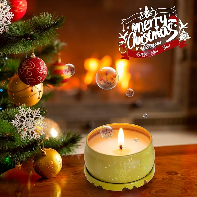 Hausware 3 Pack Scented Candles, 2.5 oz Aromatherapy Candles,Soy Candles Set with 72H Burning Time,Christmas Candles,Christmas Gift for Women (Apple Cinnamon+Cedar+Vanilla Cake)