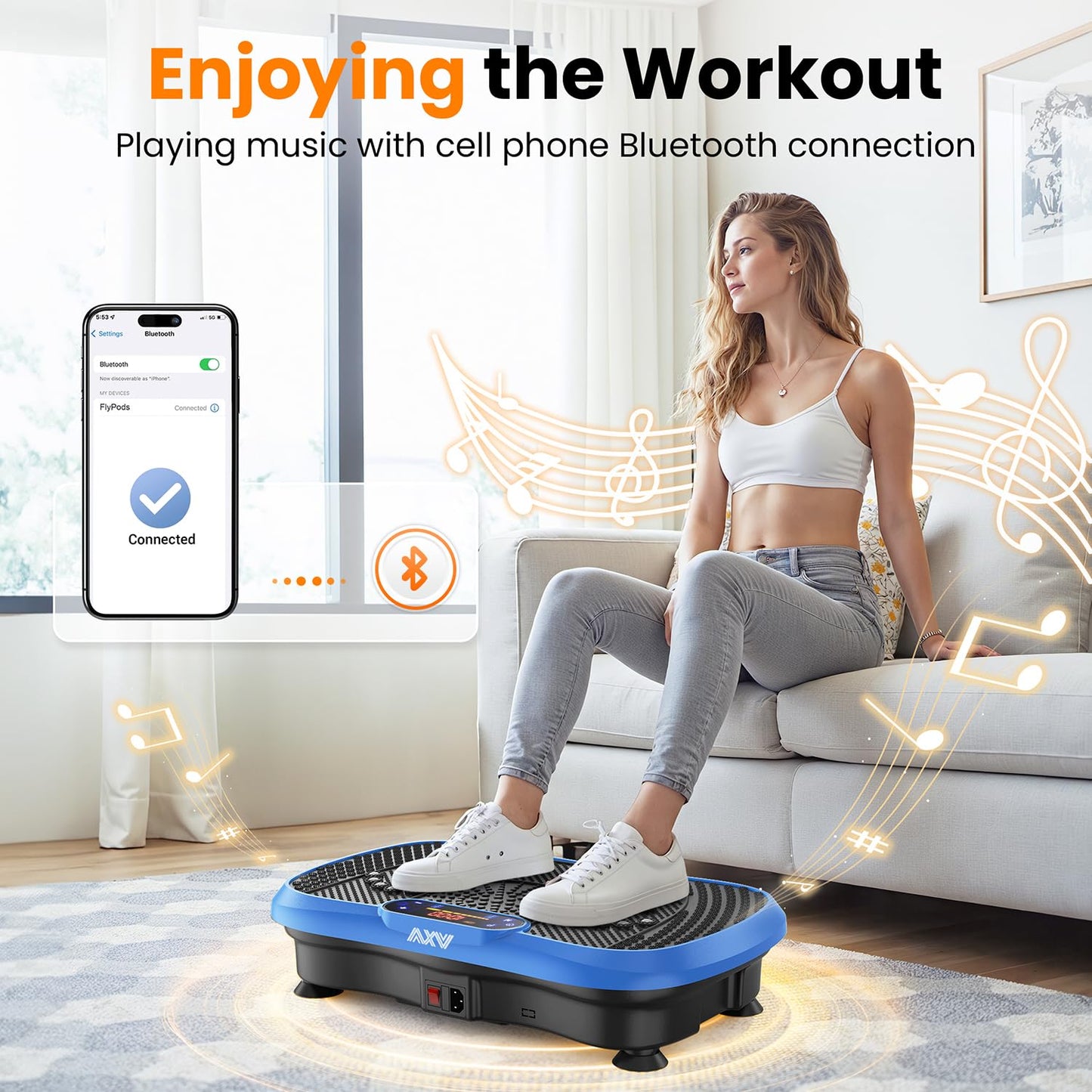 AXV Vibration Plate Fitness Platform Exercise Machine Vibrating Shaking Full Body Shaker Workout Vibrate Stand Shake Board Sport Gym for Weight Loss Fat Burner for Women Men