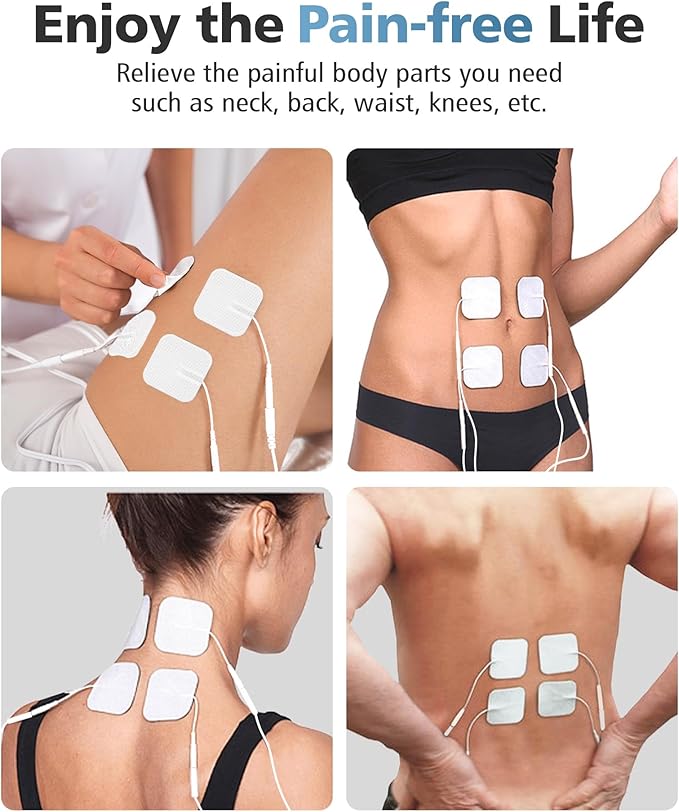 20PCS TENS Unit Electrode Pads 2x2 with Reusable Self-Adhesive Performance, Replacement Pads Compatible with TENS 7000/3000, AUVON, Neocarbon, TENKER, Eelectrode Pads Use 2mm Lead Wires (White)