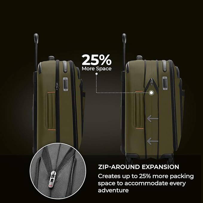 Briggs & Riley Domestic 22" Carry On Expandable Spinner - Luggage for Travel, Suitcases with Wheels, Softside Rolling Bag for Men & Women - ZDX Collection, Hunter