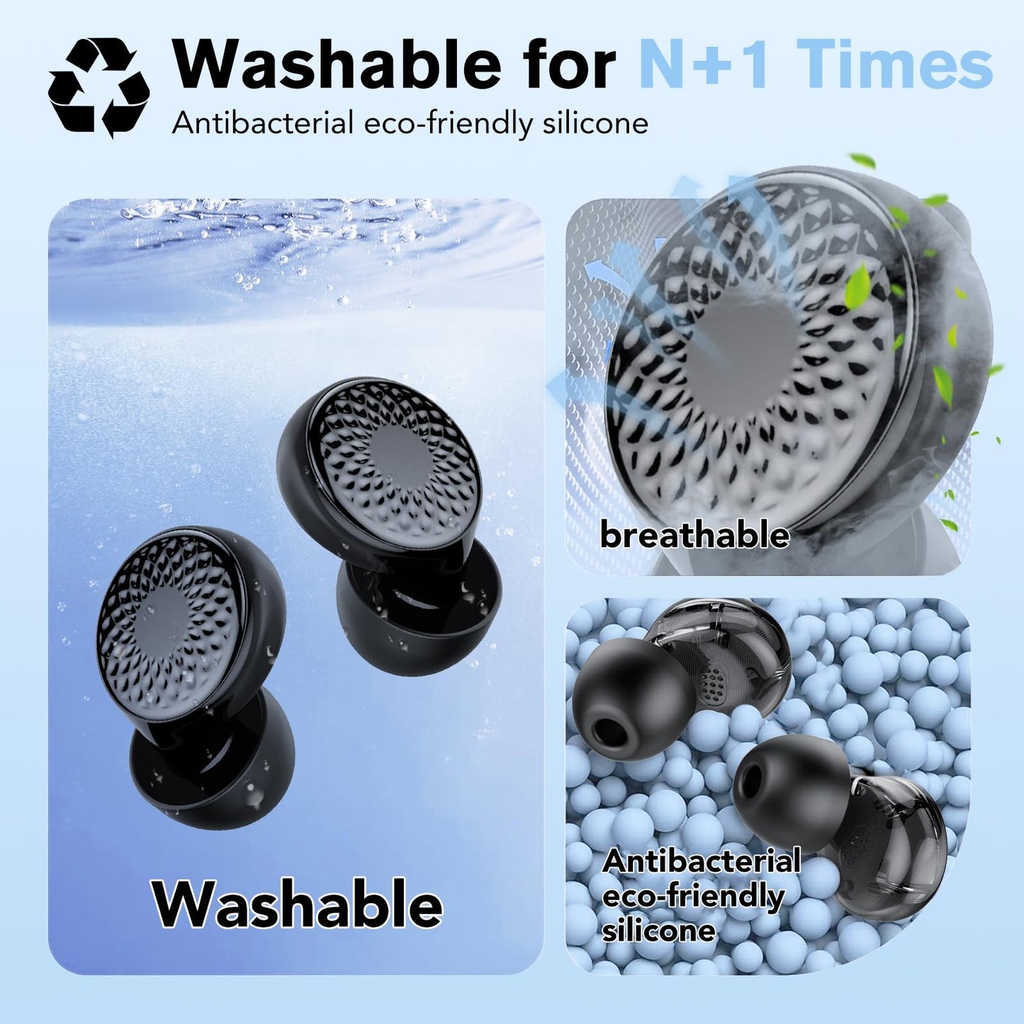 Ear Plugs for Sleeping Noise Cancelling, 45dB for Noise Reduction, Noise-Reducing Earplugs for Sleeping, Concerts, Shooting, Travel, Work, Silicone Hearing Protection Earplugs with Case, Black