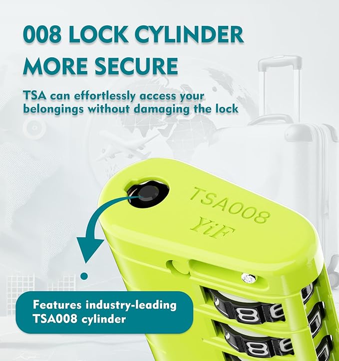 ANVIL 4 Digit Luggage Locks, TSA Locks for Luggage, Advanced TSA008 core, Alert Indicator for Your Travel Lock, Suitcase Lock. (4, Grass Green)