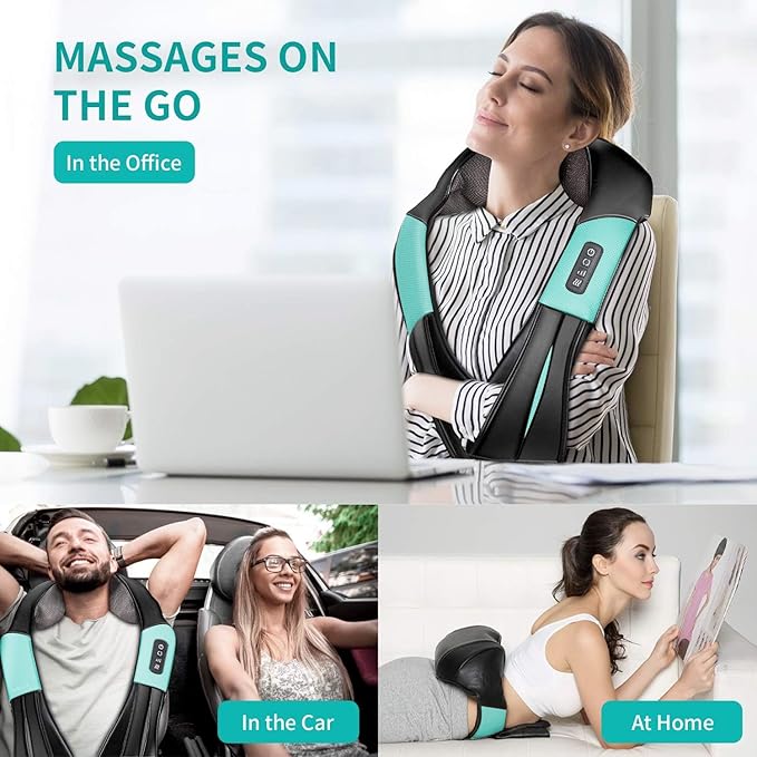 Nekteck Shiatsu Neck and Back Massager with Soothing Heat, Electric Deep Tissue 3D Kneading Massage Pillow for Shoulder Leg Full Body Muscle Pain Relief, Car Office and Home Use