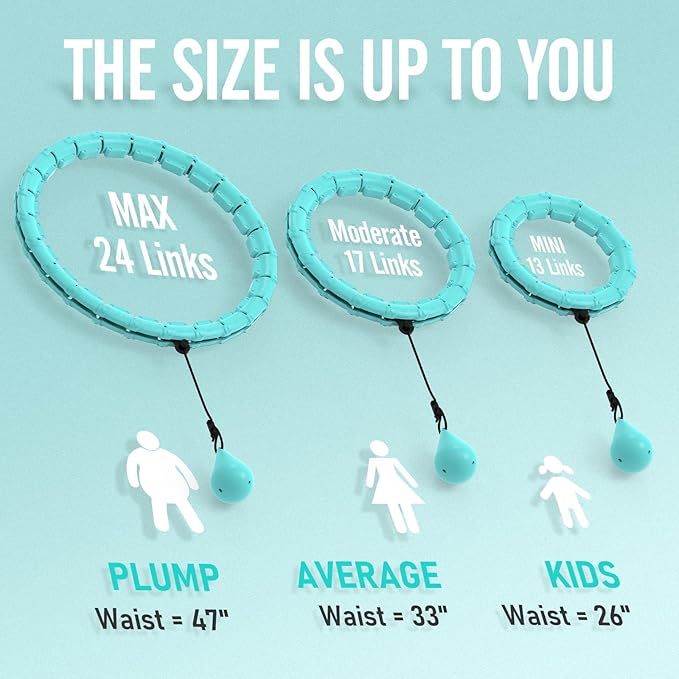 JKSHMYT Weighted Hula Circle Hoops for Adults Weight Loss, Infinity Fitness Hoop Plus Size 47 Inch, 24 Detachable Links, Exercise Hoop Suitable for Women and Beginners