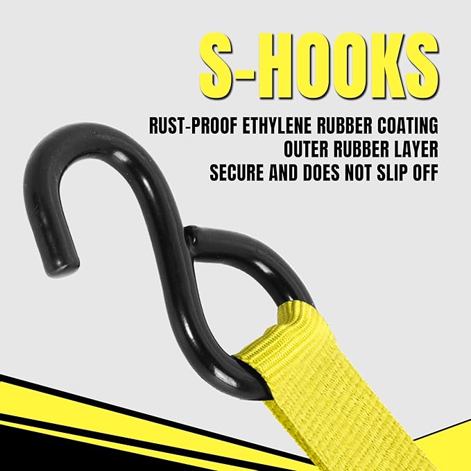 Cartman Ratchet Tie Down, 4Pk 15Ft, 500Lbs Load Cap/ 1500Lbs Break Strength, Cargo Straps for Moving Appliances, Lawn Equipment, Motorcycle in a Truck, with Carry Bag