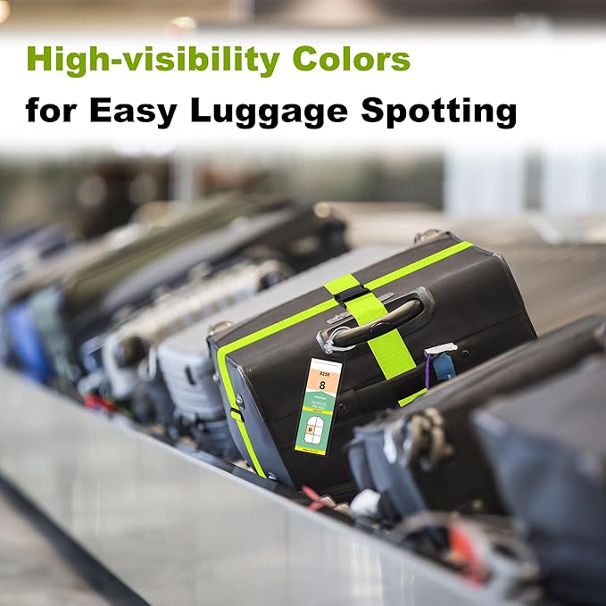 8 Pack Luggage Straps and Cruise Luggage Tags Set (4 Straps, 2 Wide, 2 Narrow Tags), Luggage Straps for Suitcases TSA Approved Suitcase Tags, Green