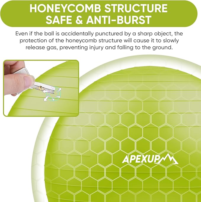 APEXUP Yoga Ball Exercise Ball Anti Slip Heavy Duty for Fitness, Balance & Core Workout