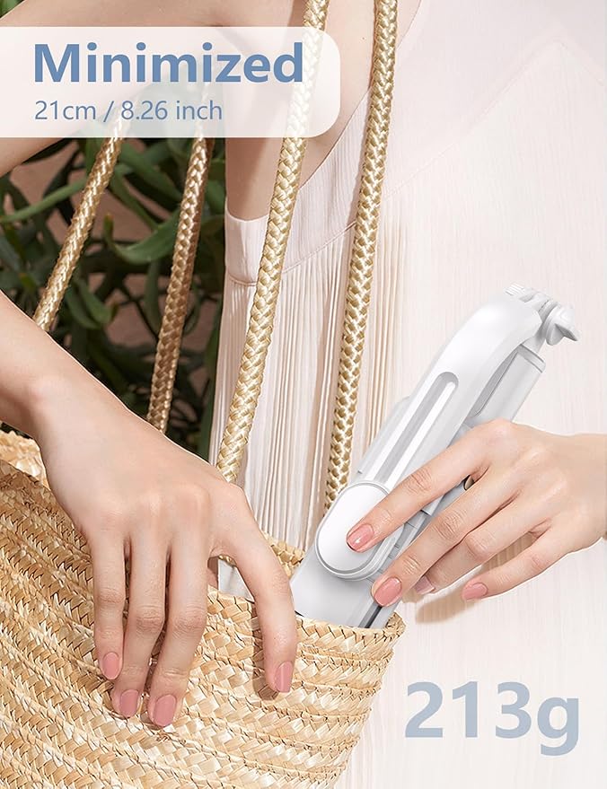 45'' Selfie Stick with Light, Travel Tripod Essentials with Wireless Remote, Portable Cell Phone Tripod Stand, Beach Cruise Ship Essentials for Family, Compatible with 4-7.2" All Smartphone