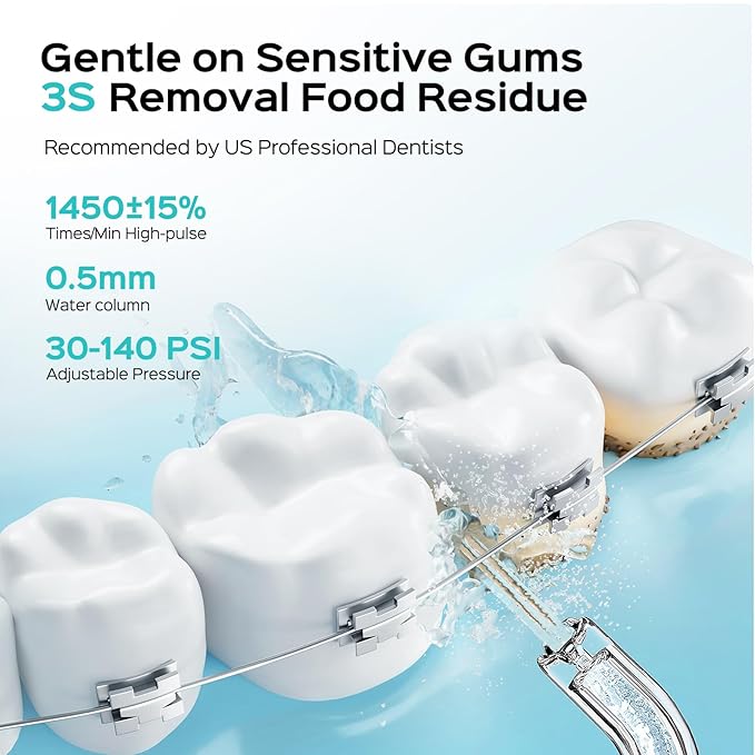 COSLUS Mini Water Flosser for Travel: Portable Compact Design, Cordless Oral Irrigator with 4 Modes, Removable Tank, IPX7 Waterproof for Braces, Orthodontic, Sensitive Teeth On-The-Go Use, Black, T40