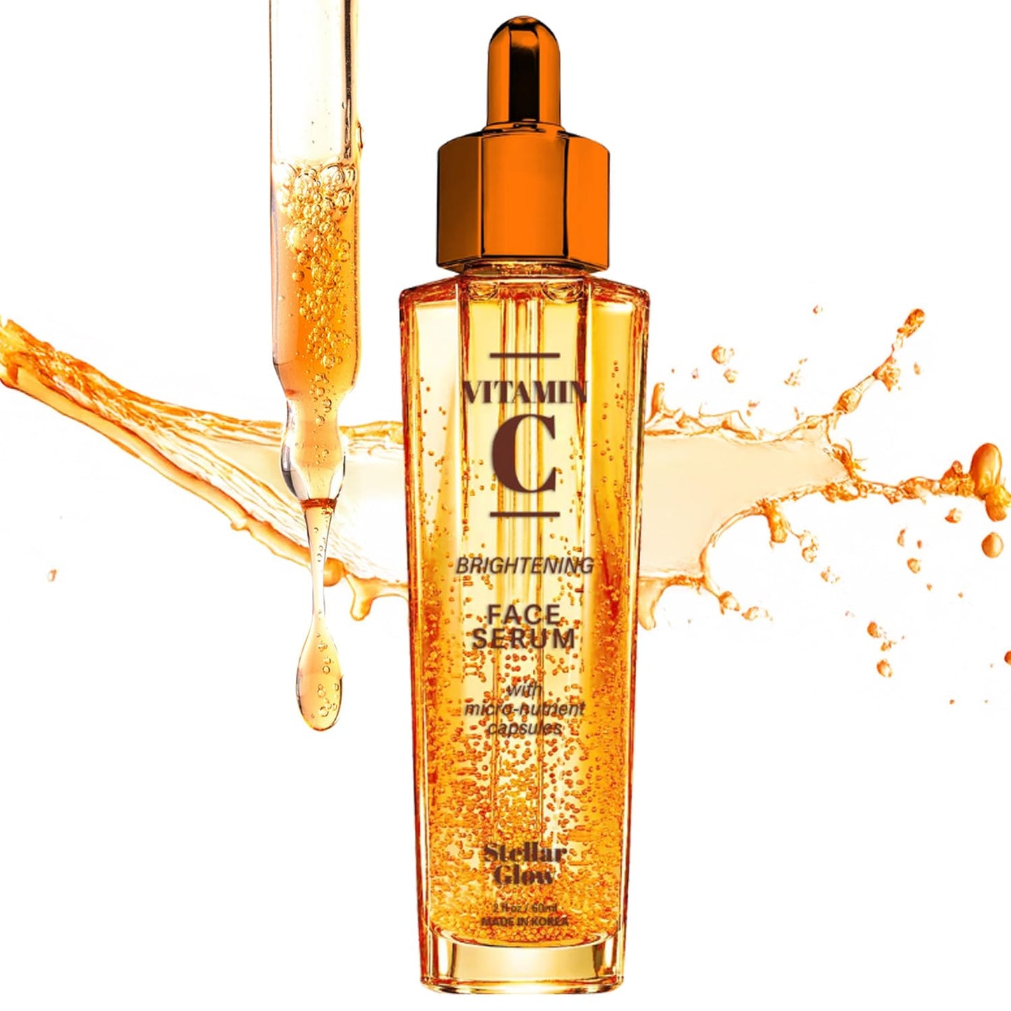 Stellar Glow Vitamin C Serum For Face - Dermatologist Tested, Anti-Aging Skin Care For Fine Lines, Wrinkles & Glass Skin - Revitalize & Hydrate, Fade Dark Spots, Evens Skin Tone - Korean, Clean Beauty