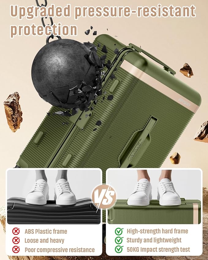 Joyway Luggage Sets 2 Piece, 22 Inch Carry On Luggage and 26 Inch Trunk Checked Luggage with Cup Holder, Lightweight Hardside Suitcase with Pressure-resistant Frame, Shock Absorbing Wheel and TSA Lock