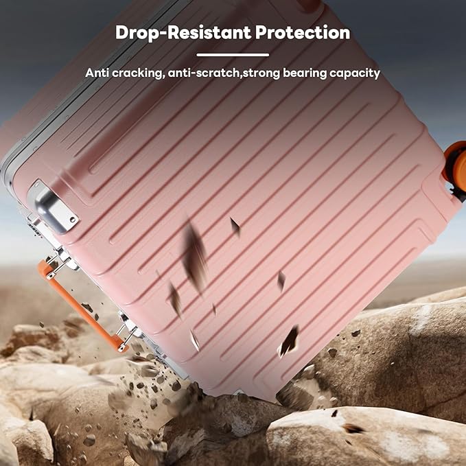 18 Inch Carry On Luggage Suitcase Locks TSA Approved Hardside Lightweight Suitcase with Cup Holder TSA Lock Carry On Luggage with USB Port Phone Holder Suitcases with 360° 8 Double Spinner Wheels