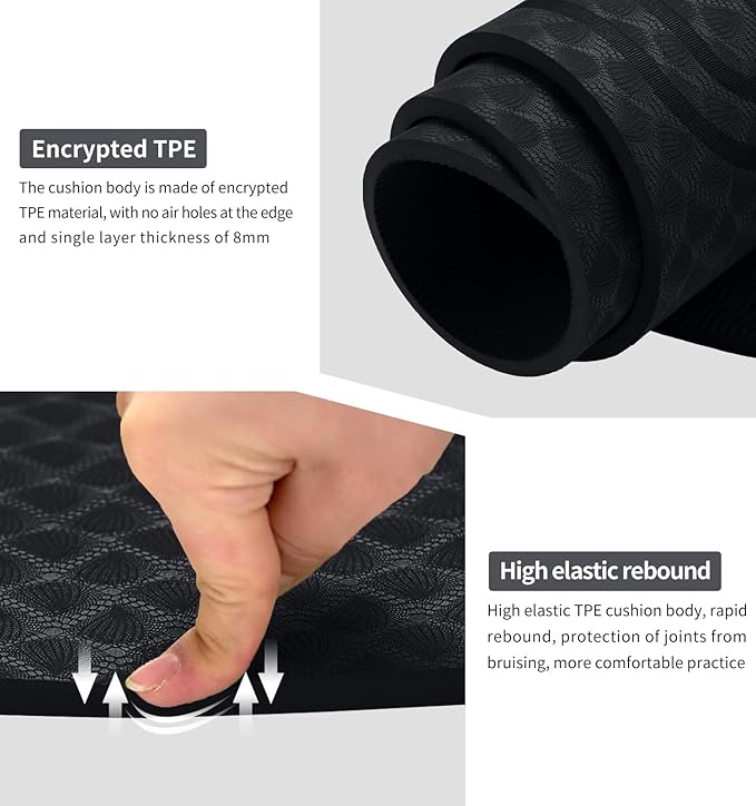 8/20/30mm Jump Rope Mat Fitness Exercise Mat Durable, Non-Slip, Workout Mats with Jump Rope & Carrying Bag for Home Gym Flooring (55"x 24")