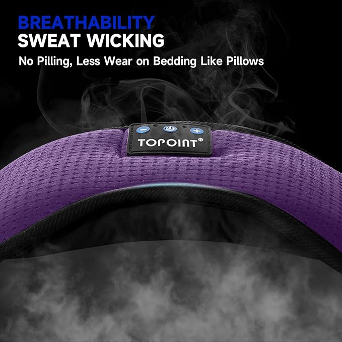 TOPOINT Sleep Mask Headphones Bluetooth Wireless 5.4, Breathable Cotton Eye Mask for Sleeping Side Sleepers Travel Music Headsets with Microphone Handsfree Men Women