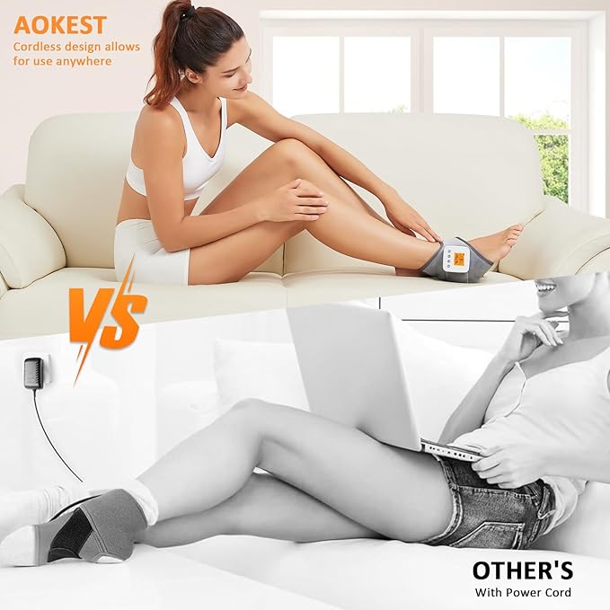 Ankle Massager for Pain Relief,Cordless Ankle Heating Pad with Heat Vibration Massage for Achilles Tendonitis,Rechargeable Heated Brace Wrap Warmer,3 Vibration and Heating, Auto Shut Off