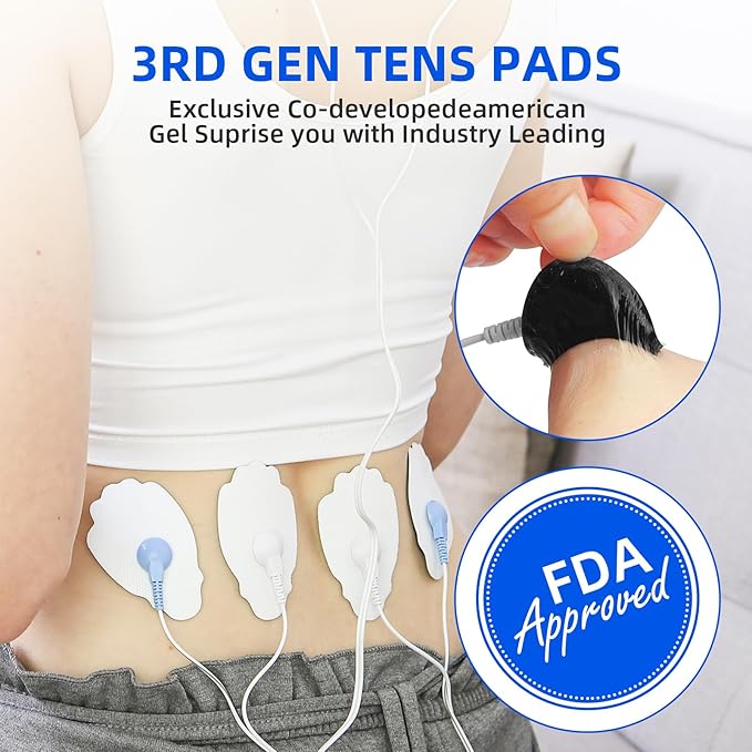 20-Pack TENS/EMS Unit Replacement Pad for More Than 30 Times Use, TEC.BEAN Latex-Free TENS Electrode Pads Set with Upgraded Self-Stick Performance, Compatible with MEDVICE,Belifu EMS Machine
