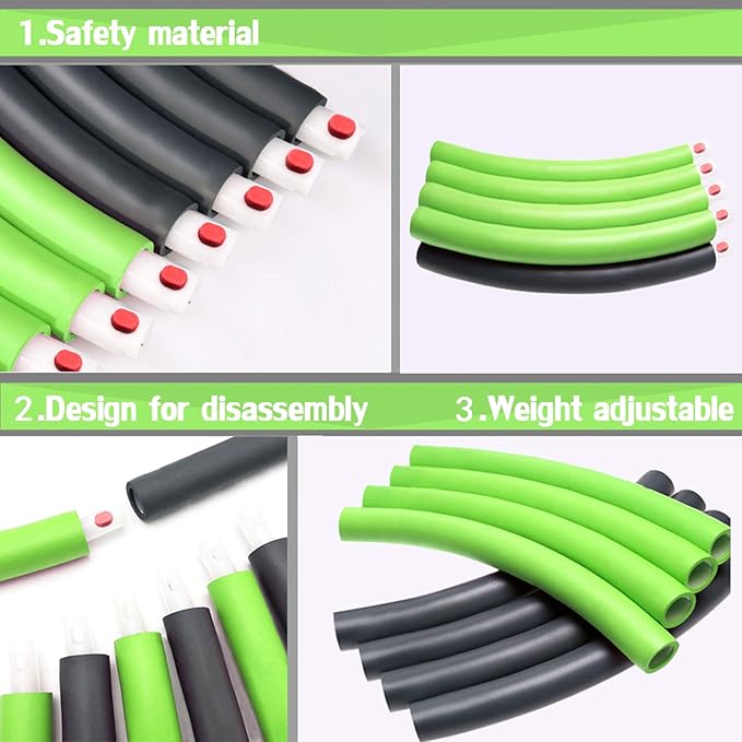 Auoxer Fitness Exercise Weighted Hoops, Lose Weight Fast by Fun Way to Workout, Fat Burning Healthy Model Sports Life, Detachable and Size Adjustable Design