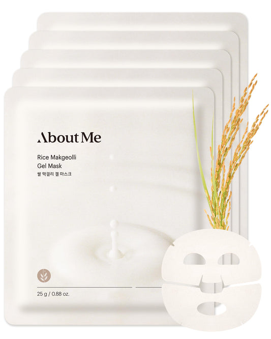 About Me Rice Makgeolli Gel Mask – Korean Gyeongbokgung Rice Powder Hydrogel Face Mask for All Skin Types – Traditional Fermentation with Galactomyces & Niacinamide – Korean Skin Care – 5 Sheet