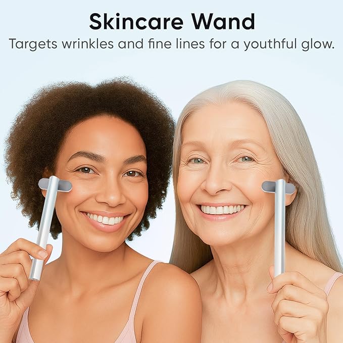 AUSLKA Red-Light-Therapy-Wand, 7 in 1 LED Light Facial Wand for Face, Face Eye Neck Skincare at Home, Face Eye Massager Beauty Tool