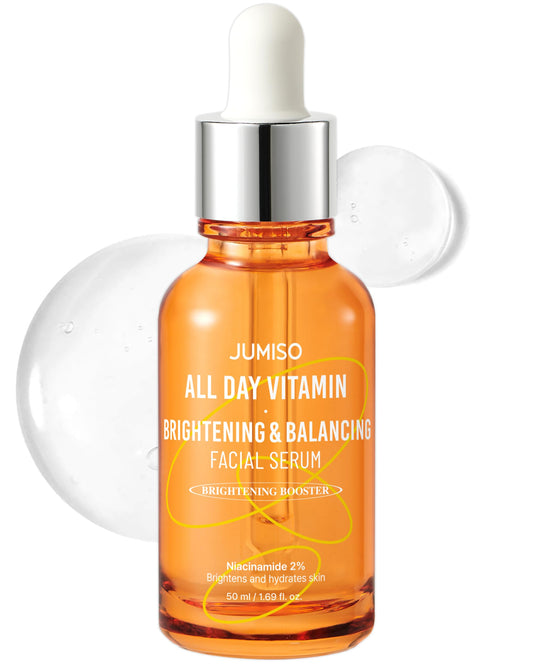 JUMISO All Day Vitamin Balancing Facial Serum - Korean Skincare 86.14% Vitamin Tree Extract 2% Niacinamide Hydrating Glow Face Serum Vegan Dermatologist Tested 1.69 fl oz