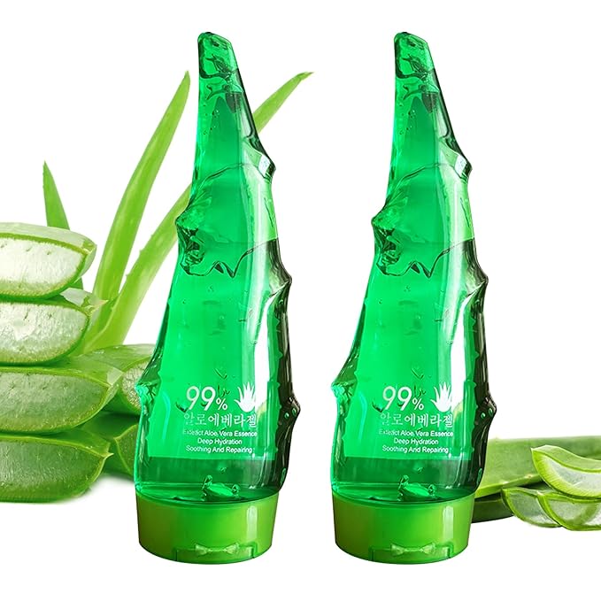 2PCS Aloe Vera Gel for Face & Body,Hydrating Travel Size Pure Aloe Vera Gel Face Moisturizer for All Skin Type,No-sticky Long Lasting Refreshing Moisturizing Fast Absorbing Aloe Cream Gel,8.81 oz
