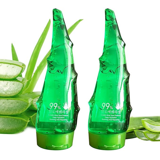 2PCS Aloe Vera Gel for Face & Body,Hydrating Travel Size Pure Aloe Vera Gel Face Moisturizer for All Skin Type,No-sticky Long Lasting Refreshing Moisturizing Fast Absorbing Aloe Cream Gel,8.81 oz