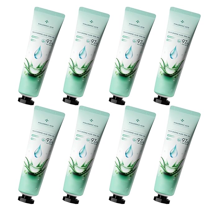 8PCS Aloe Vera Gel for Face & Body,Hydrating Travel Size Pure Aloe Vera Gel Face Moisturizer for All Skin Type,No-sticky Long Lasting Refreshing Moisturizing Fast Absorbing Aloe Cream Gel,1.05 oz(A)