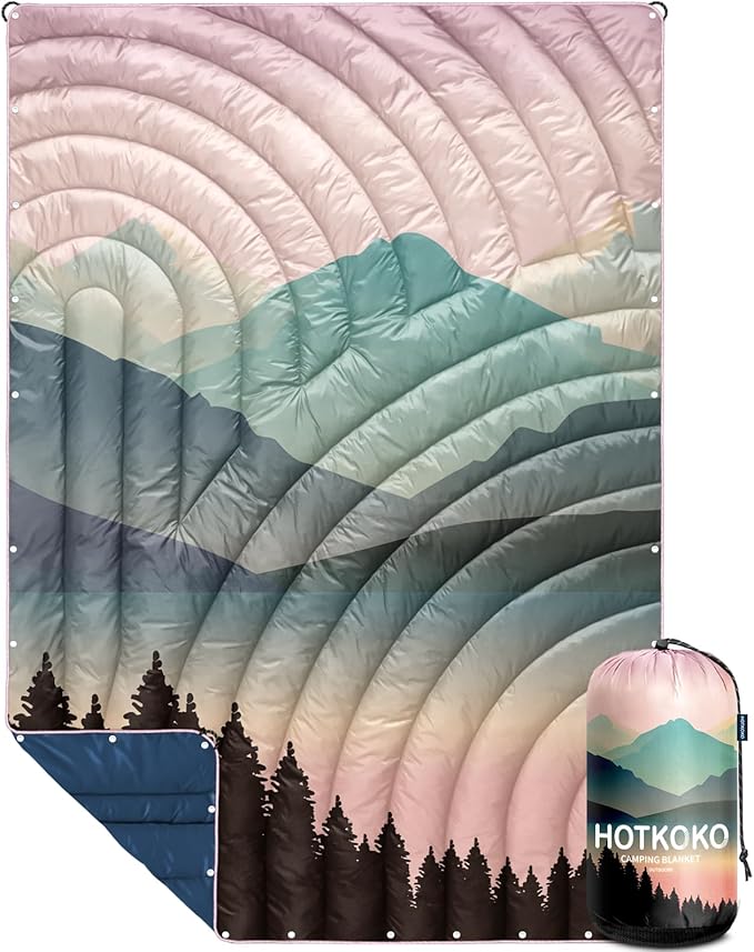 Camping Blanket,Puffy Printed Camping Blanket Lightweight Packable Outdoor Blanket for Camping,Traveling, Stadium, Hiking, Picnics