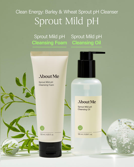About Me Sprout Mild pH Cleansing Foam – Korean Wheat Broccoli Sprout Extract Face Wash for All Skin Types – Daily Gentle Cleansing with Amino Acids – Korean Skin Care – 4.05oz, 120ml