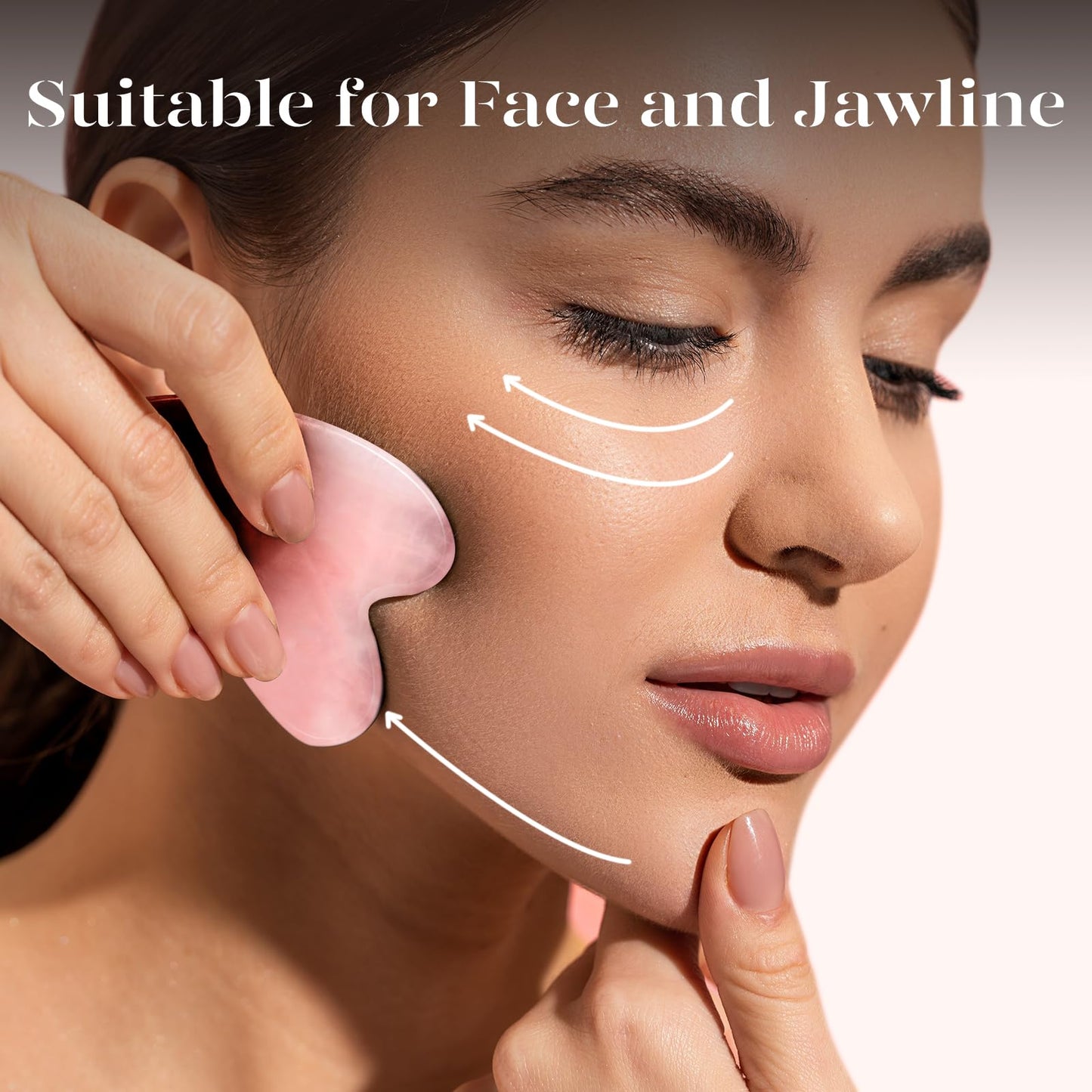 BAIMEI Gua Sha Facial Tool for Self Care, Massage Tool for Face and Body Treatment, Relieve Tensions, Reduce Wrinkles and Redness, Skin Care Tools for Men Women - Rose Quartz