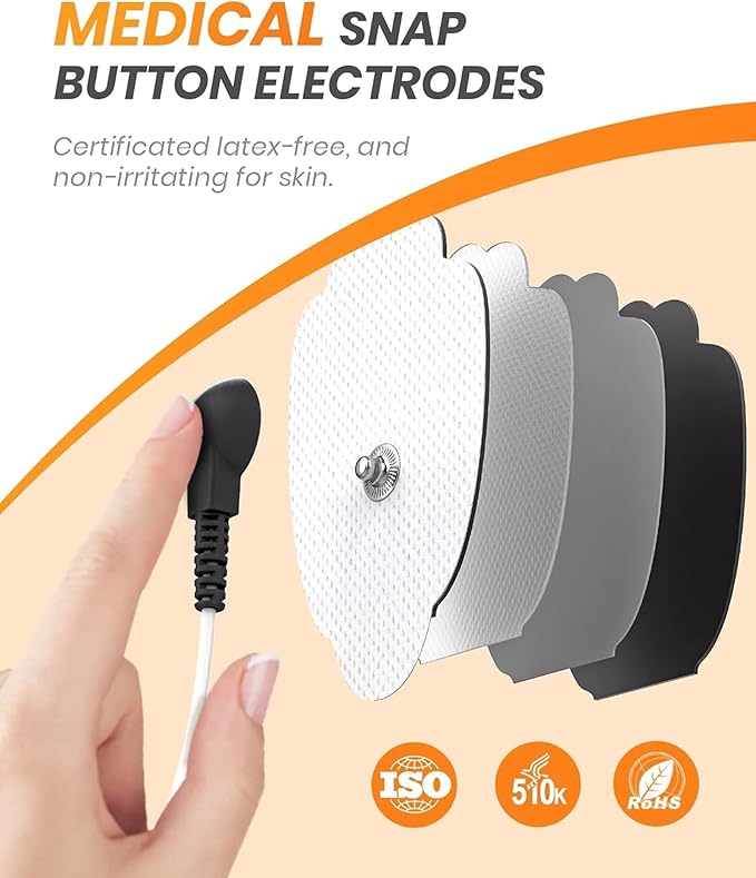 30 Modes TENS EMS Unit Compact Muscle Stimulator for Pain Relief, Rechargeable & Portable Dual Channel Muscle Stimulator with 30 Intensity Levels and 12 Electrode Tens Unit Replacement Pads Red