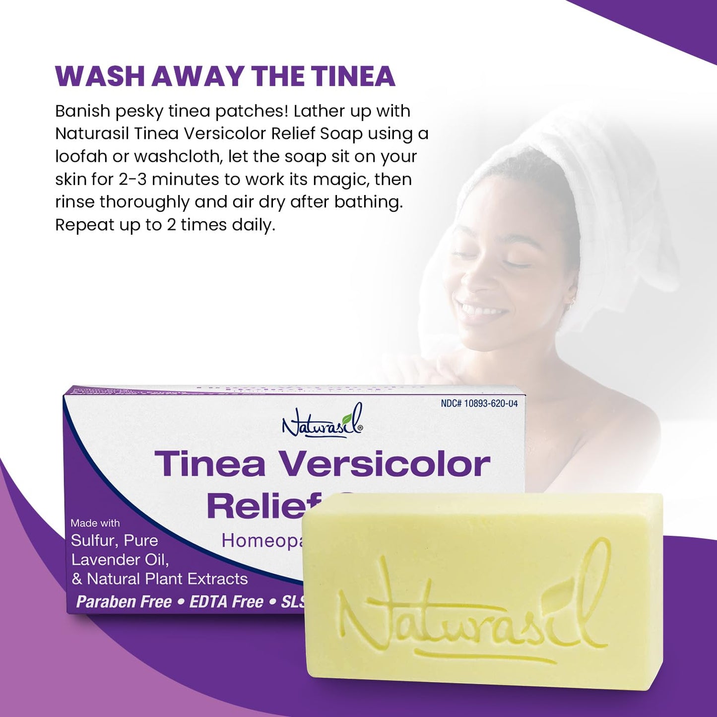 Naturasil Tinea Versicolor Treatment Max-Strength 10x Soap | Antifungal Micronized Sulfur | Stops Tinea, Pityriasis, Candida, Ringworm Jock Itch & Irritation | Fast Acting Adult & Kid Safe | 4 oz Bar