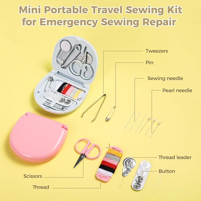50 PCS Mini Travel Sewing Kits - Basic Portable Emergency Sewing Repair Kit, Including Threads Scissors Hand Sewing Needles for Beginner Traveler Sewing Lovers