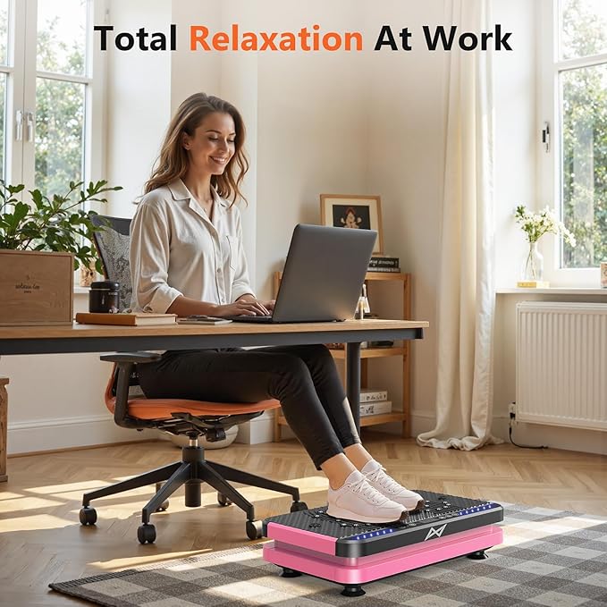 AXV Vibration Plate Fitness Platform Exercise Machine Vibrating Lymphatic Drainage Shaking Full Body Shaker Workout Vibrate Stand Shake Board Sport Gym for Weight Loss Fat Burner for Women Men