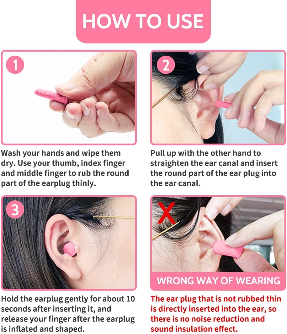 LYSIAN Ultra Soft Foam Ear Plugs for Sleep Noise Reduction -38dB Noise Cancelling Earplugs for Sleeping, Snoring, Shooting, Travel, Women-60 Pairs-Pink Color
