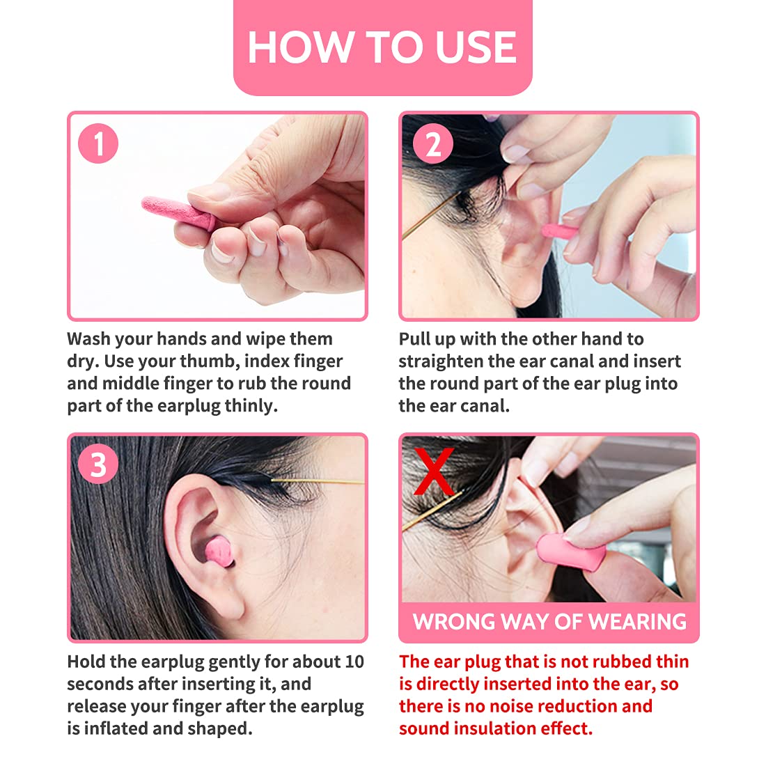 LYSIAN Ultra Soft Foam Ear Plugs for Sleep Noise Reduction -38dB Noise Cancelling Earplugs for Sleeping, Snoring, Shooting, Travel, Women-60 Pairs-Pink Color