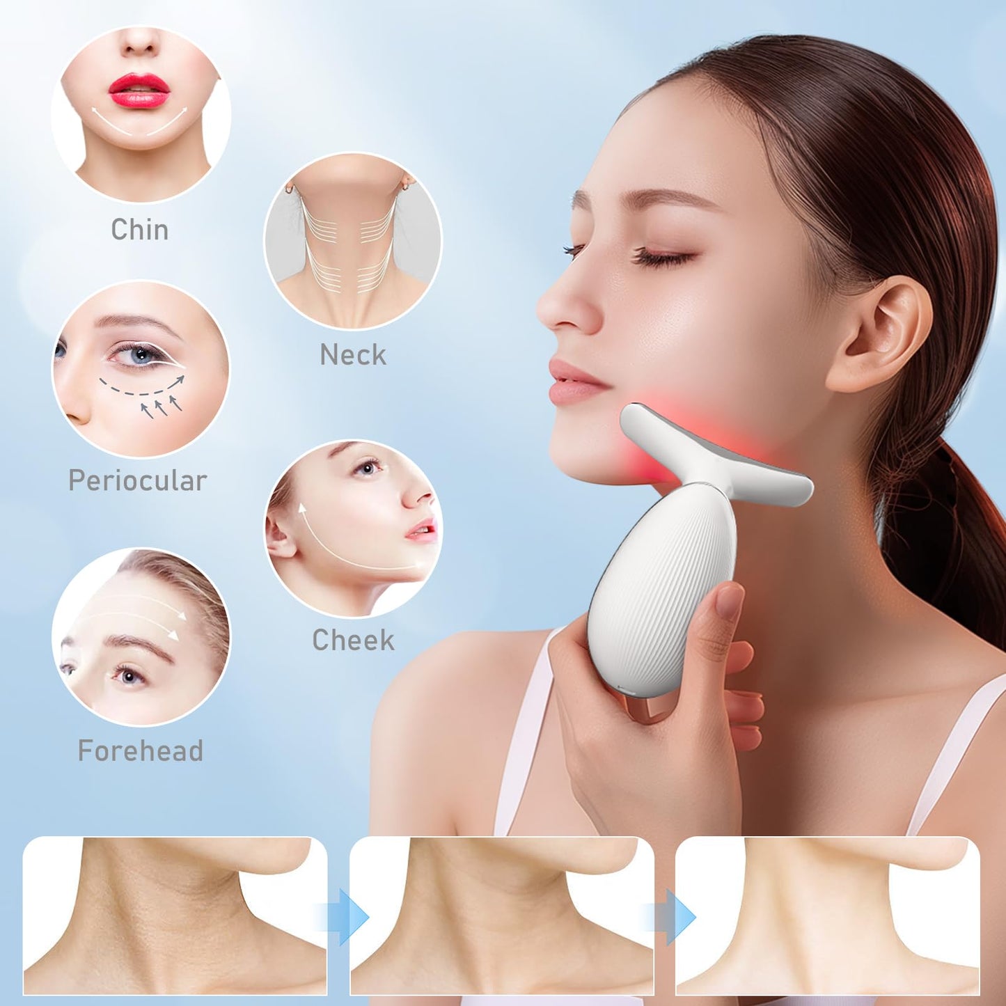 Cocobeen Face Neck Tool for Skin Care, Electric Neck Face Lifting Device for Wrinkle Removal (White)