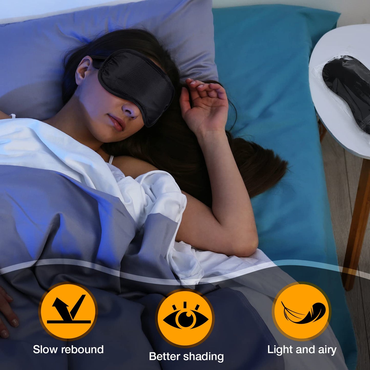 Tarpop 200 Pcs Eye Mask Sleeping Blindfold Eye Cover with Adjustable Strap for Games Party Team Building Travel Individually Wrapped Sleep Mask for Women Men(Black)