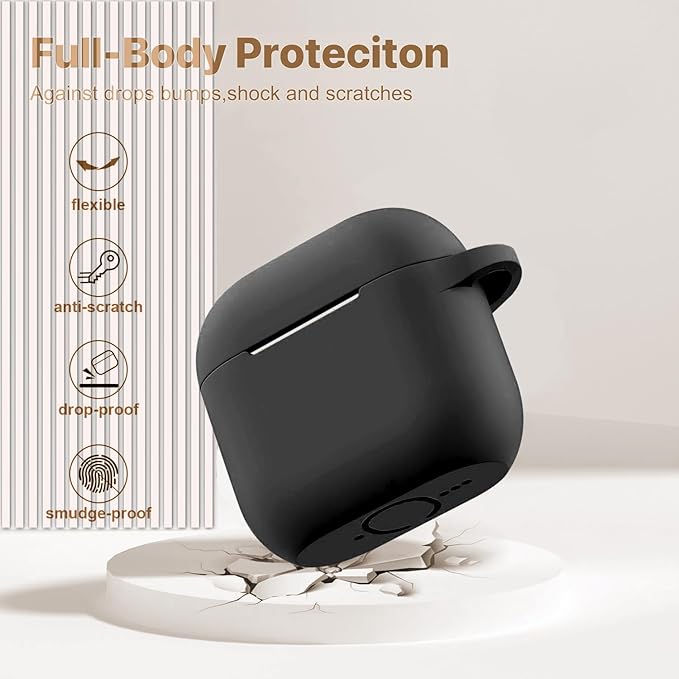 Case Cover for Apple Airpods 4 - VOTILE Airpods 4 Cases 2024 Cover Women Silicone iPods 4 Earbuds Wireless Accessorie Charging Cases Girl Bling Keychain for Airpod iPods 4th Generation - Black