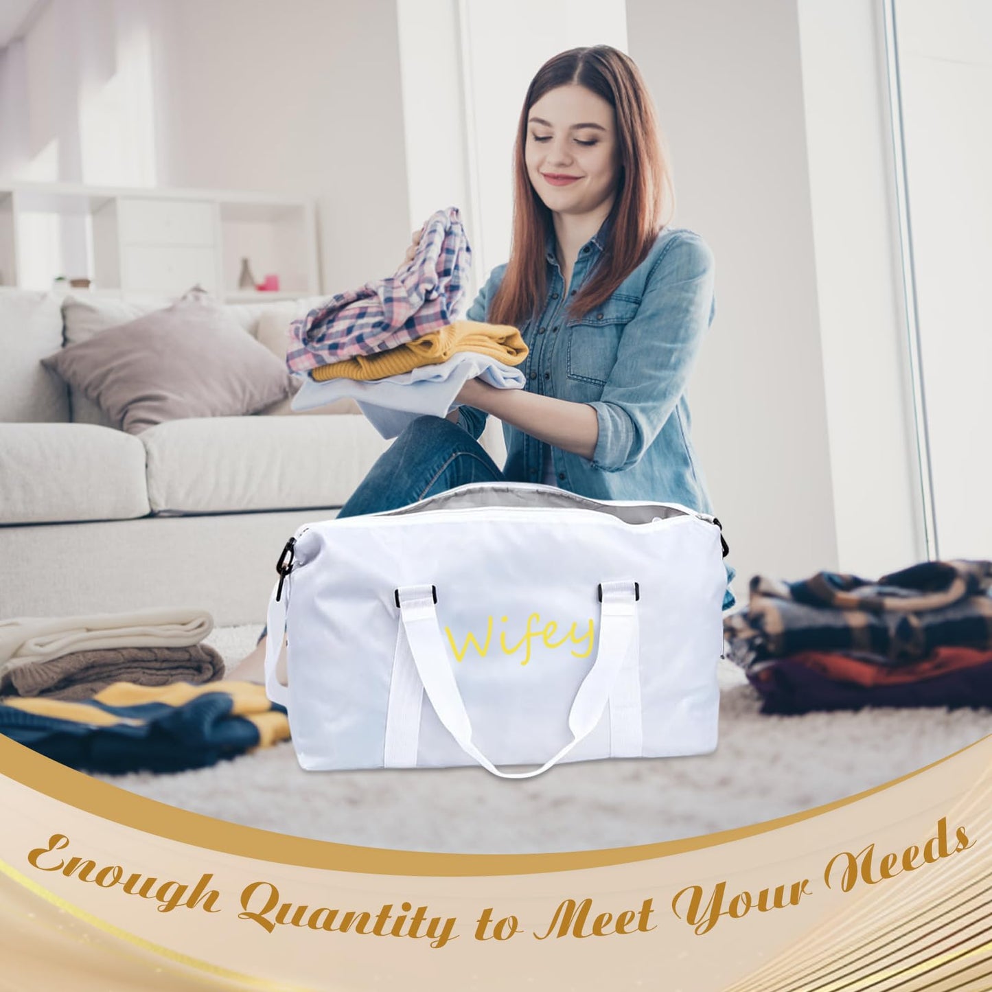 Kuabiz 2 Pcs Wifey Hubby Duffle Bag Set White Black Wedding Travel Bags Waterproof Honeymoon Travel Bags Weekender Tote Bag For Women Men Couple Bridal Shower Honeymoon Party Organizer Supplies