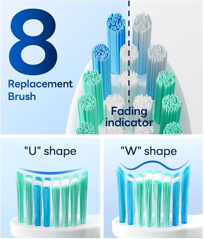 Bymore Electric Toothbrush for Adults,Kids ElectricToothbrush,Travel Sonic Kids Toothbrush with 8 Replacement Heads,Ultra Soft RechargeableToothbrush - Pure White