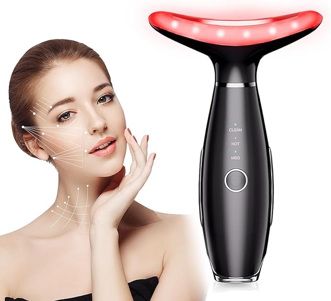 7 Colors Facial and Neck Massager,Lymphatic Contour Face Massager for Womens Skin Care- Rejuvenation- Lifting- Toning- Glow Boost-Tightening and Smooth