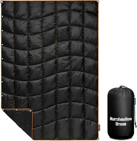 Camping Blanket, Packable Puffy Blanket Down Alternative Blanket Lightweight Windproof Water Resistant for Outdoors,Hiking, Backpacking,Beach,Car,Picnic,Stadium 52x75in